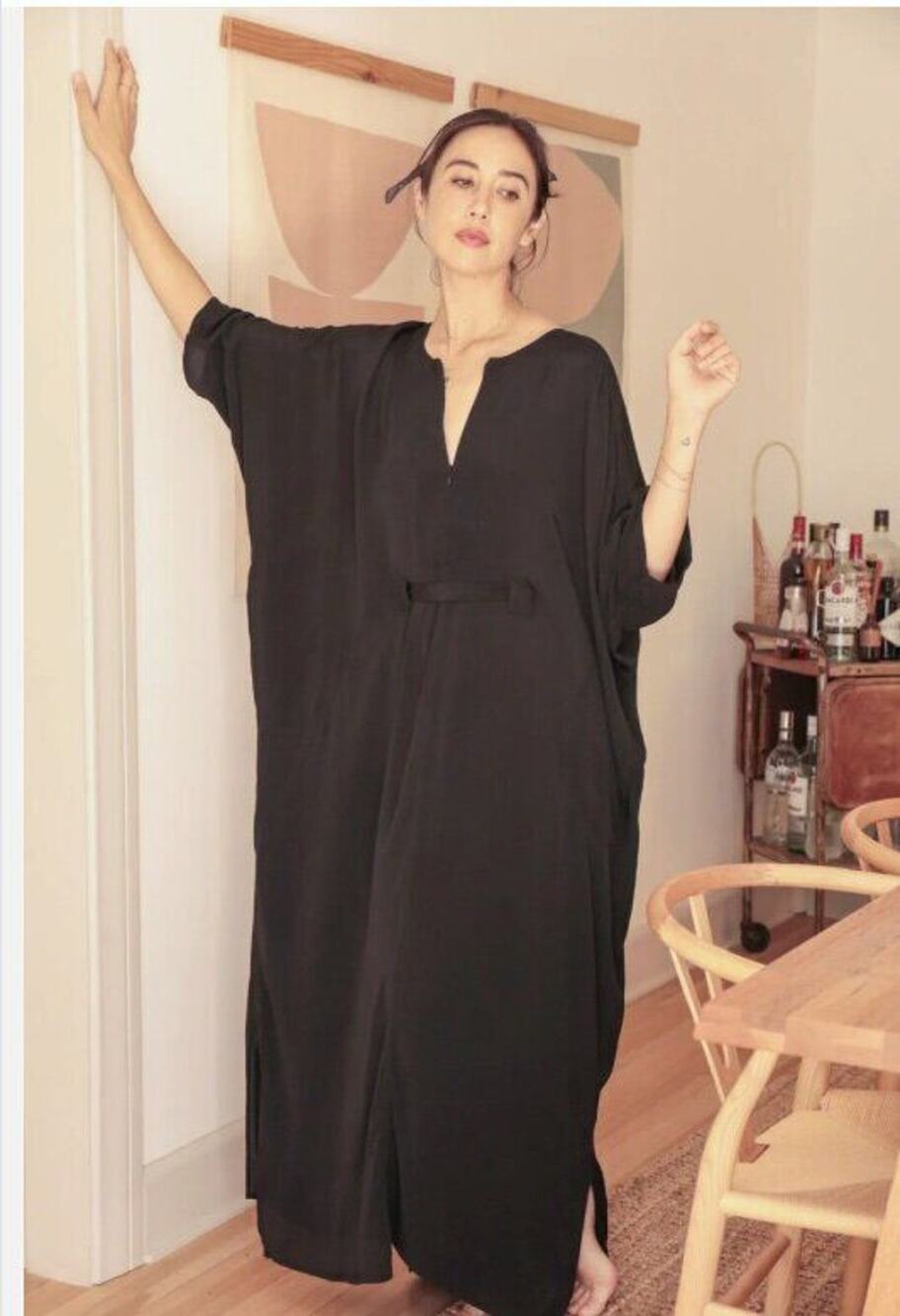 ODDBIRD Co Sz S/M Ruya Tunic Dress Black Viscose Midi NWT